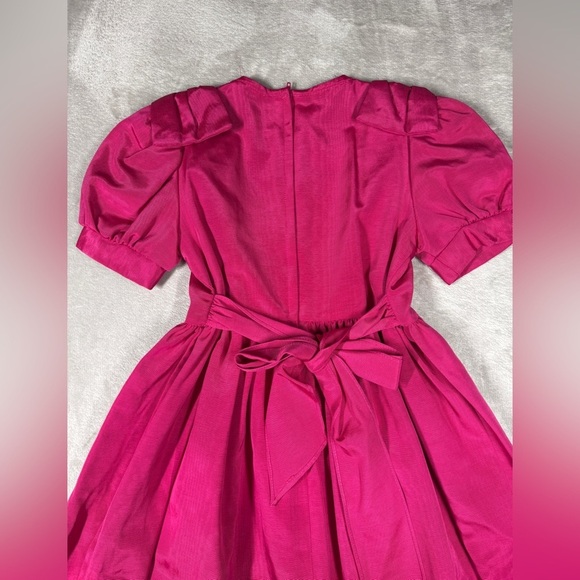 Vintage Jessica McClintock Girls Fuchsia Pink Puff Sleeve Lace Beaded Dress 6X - Picture 13 of 15